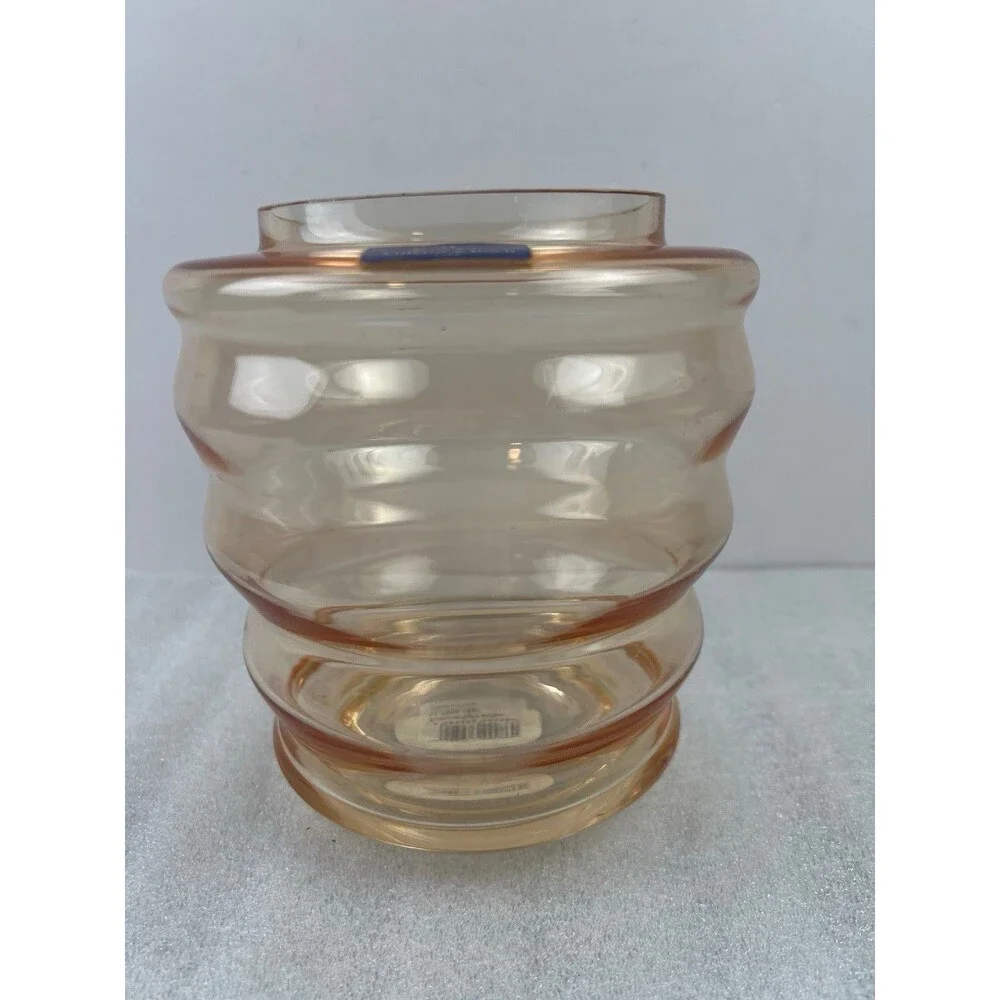 Villeroy & Boch Vase Signed MCM Ember / Peach Hand blown Glass Beehive 5.5